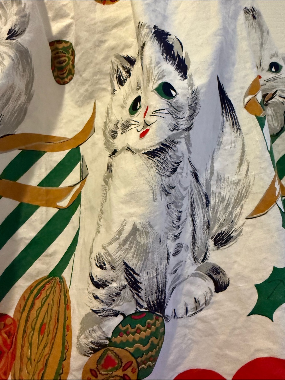 Vintage 1950s Christmas Kittens Half Apron 🎀🐾 - Picture 4 of 9